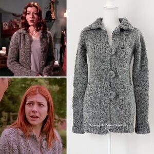 Rare Y2K Vintage Chunky Wool Gray Sweater ASO Willow in Buffy The Vampire Slayer